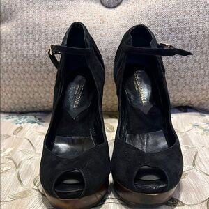 Black Peep-Toe Heels